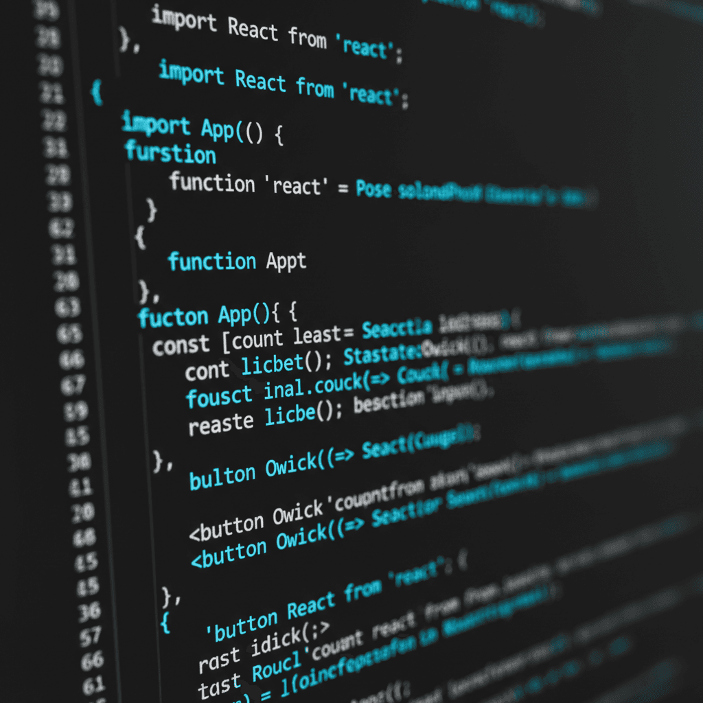 Glowing code on a dark terminal